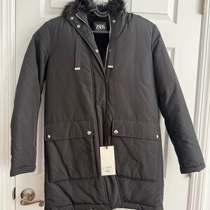 Zara Black Fur-Lined Jacket